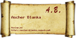 Ascher Blanka névjegykártya