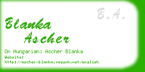 blanka ascher business card